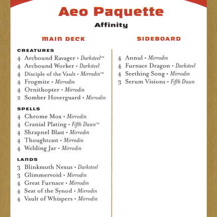 Aeo Paquette Decklist [World Championship Decks 2004]