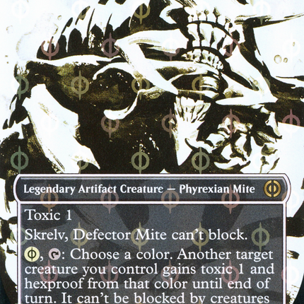 Skrelv, Defector Mite (Showcase) (Borderless) [Phyrexia: All Will Be One] Step-and-Compleat Foil