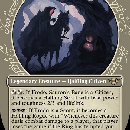 Frodo, Sauron's Bane (Showcase) (Borderless) [The Lord of the Rings: Tales of Middle-earth] Surge Foil