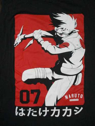 NARUTO - Kakashi Red Background Men's Black Tee