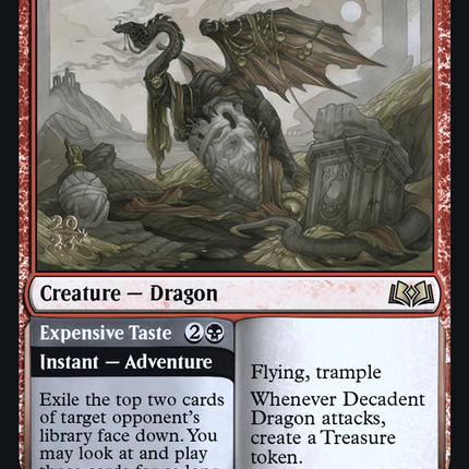 Decadent Dragon // Expensive Taste [Wilds of Eldraine Promos] Prerelease Foil