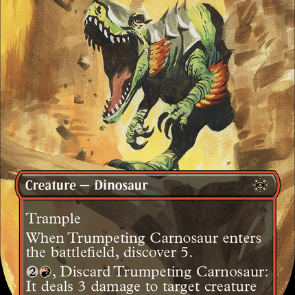 Trumpeting Carnosaur (Borderless) [The Lost Caverns of Ixalan]