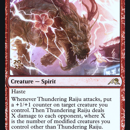 Thundering Raiju [Kamigawa: Neon Dynasty Promos] Prerelease Foil