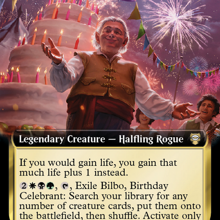 Bilbo, Birthday Celebrant (Extended Art) [Tales of Middle-earth Commander]