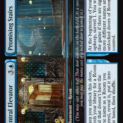 Central Elevator // Promising Stairs [Duskmourn: House of Horror Promos] Prerelease Foil
