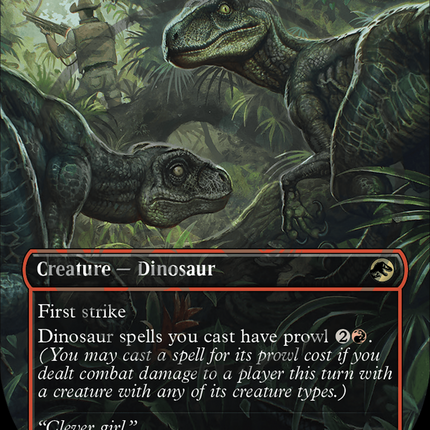 Hunting Velociraptor (Borderless) [Jurassic World Collection] (Emblem) Foil