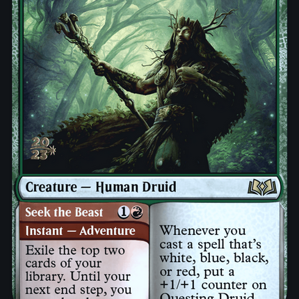 Questing Druid // Seek the Beast [Wilds of Eldraine Promos] Prerelease Foil