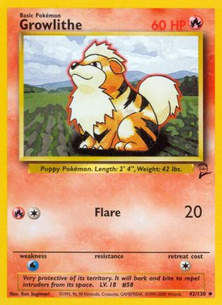 Growlithe - 42/130 [Base Set 2]