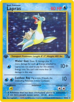 Lapras (10) - 10/62 [Fossil] 1st Edition Holofoil