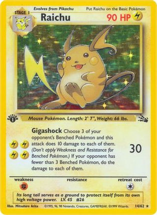 Raichu (14) - 14/62 [Fossil] 1st Edition Holofoil