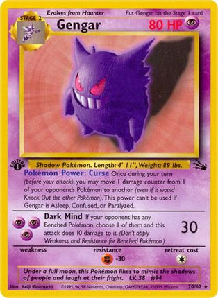 Gengar - 20/62 [Fossil] 1st Edition