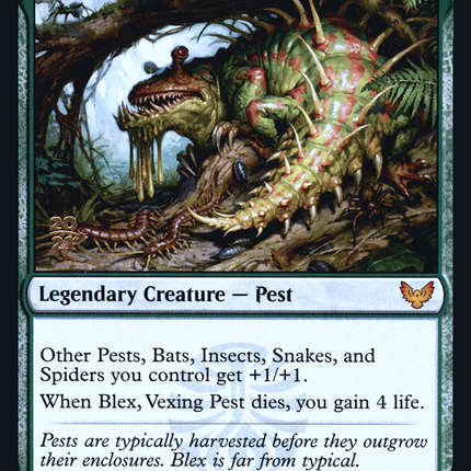 Blex, Vexing Pest // Search for Blex [Strixhaven: School of Mages Promos] Prerelease Foil