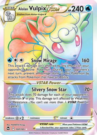 Alolan Vulpix VSTAR (Secret) - 197/195 [SWSH12: Silver Tempest] Holofoil