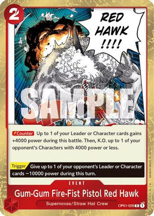 Gum-Gum Fire-Fist Pistol Red Hawk (OP01-026) - Romance Dawn Foil