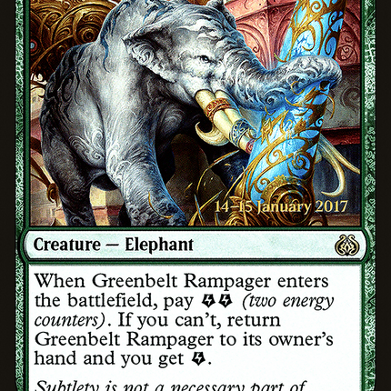 Greenbelt Rampager [Aether Revolt Promos] Prerelease Foil