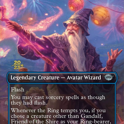 Gandalf, Friend of the Shire (Borderless) [Tales of Middle-earth Promos] Prerelease Foil