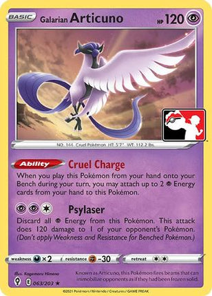 Galarian Articuno (63) [Prize Pack Series Cards]