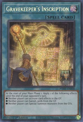 Gravekeeper's Inscription (Secret Rare) [PHHY-EN000] 1st Edition