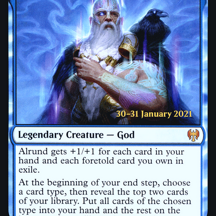 Alrund, God of the Cosmos // Hakka, Whispering Raven [Kaldheim Promos] Prerelease Foil
