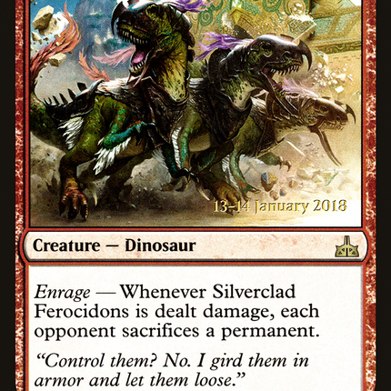 Silverclad Ferocidons [Rivals of Ixalan Promos] Prerelease Foil