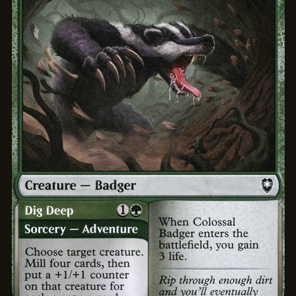 Colossal Badger // Dig Deep [Commander Legends: Battle for Baldur's Gate]