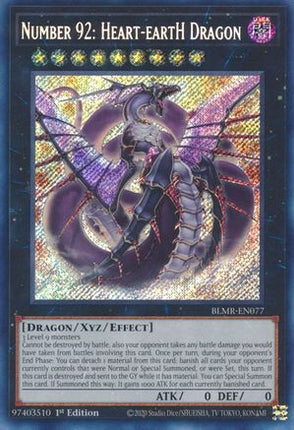 Number 92: Heart-eartH Dragon (Secret Rare) [BLMR-EN077] 1st Edition