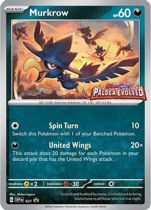 Murkrow - 021 (Prerelease) - 21/null [SV: Scarlet & Violet Promo Cards] Holofoil