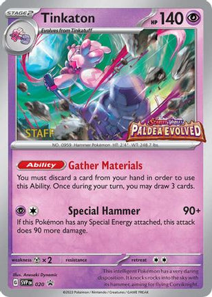 Tinkaton - 020 (Prerelease) [Staff] - 20/null [SV: Scarlet & Violet Promo Cards] Holofoil