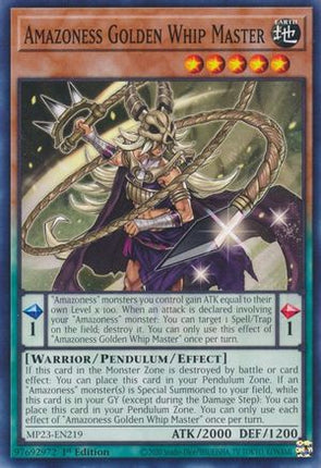 Amazoness Golden Whip Master (Common / Short Print) [MP23-EN219] 1st Edition