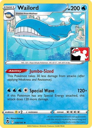 Wailord 038- Prize Pack Series Cards Holofoil