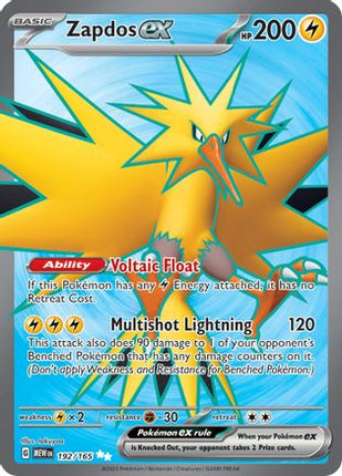 Zapdos ex - 192/165 [SV: Scarlet & Violet 151] Holofoil