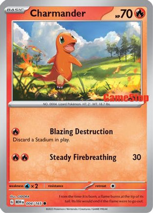 Charmander - 004/165 (GameStop Exclusive) [Miscellaneous Cards & Products] Reverse Holofoil