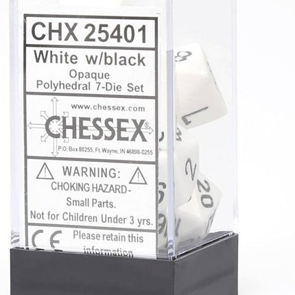 Opaque White/Black Polyhedral 7-Dice Set