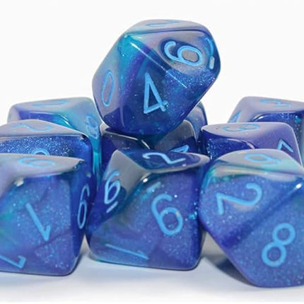 Chessex D&D Dice-16mm Blue and Blue Gemini Luminary Light Blue Polyhedral Dice Set
