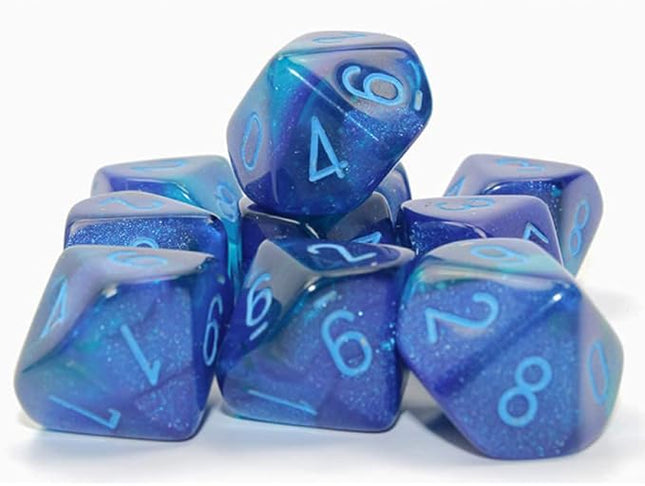 Chessex D&D Dice-16mm Blue and Blue Gemini Luminary Light Blue Polyhedral Dice Set