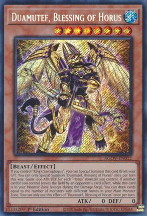 Duamutef, Blessing of Horus (Secret Rare) [AGOV-EN012] 1st Edition