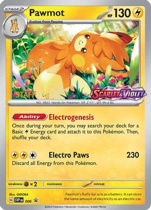 Pawmot - 006 (Prerelease) [Staff] - 6/null [SV: Scarlet & Violet Promo Cards] Holofoil