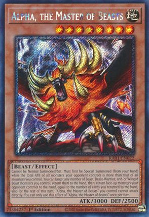 Alpha, the Master of Beasts (Platinum Secret Rare)  [RA01-EN022] 1st Edition