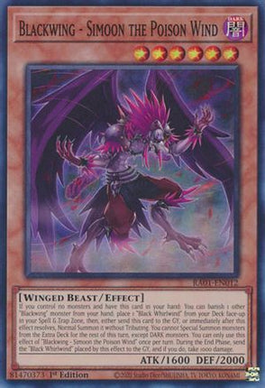 Blackwing - Simoon the Poison Wind (Super Rare) [RA01-EN012] 1st Edition