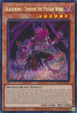 Blackwing - Simoon the Poison Wind (Secret Rare)  [RA01-EN012] 1st Edition