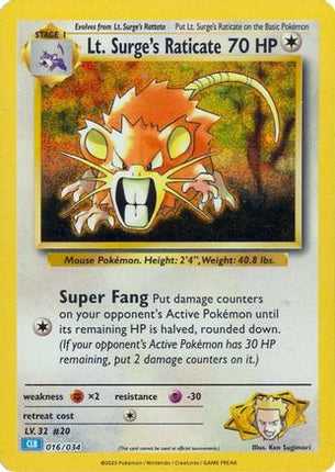 Lt. Surge's Raticate - 16/null [Trading Card Game Classic] Holofoil