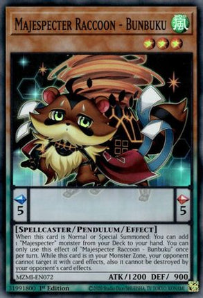 Majespecter Raccoon - Bunbuku [MZMI-EN072] Super Rare 1st Edition