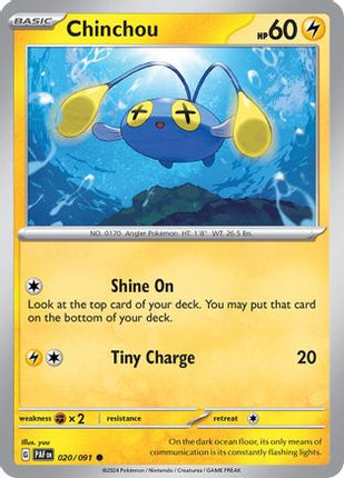Chinchou - 20/null [SV: Paldean Fates] Reverse Holofoil