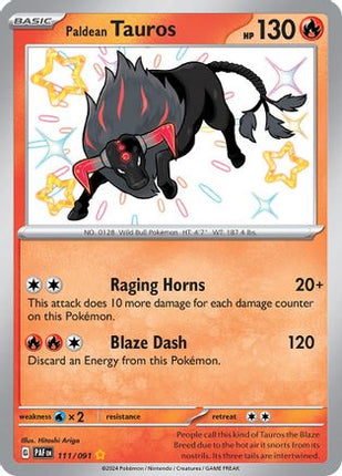 Paldean Tauros - 111/091 [SV: Paldean Fates] Holofoil