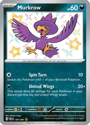 Murkrow - 181/null [SV: Paldean Fates] Holofoil