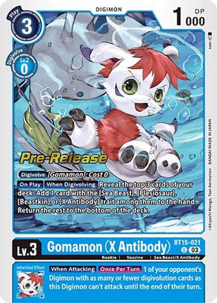 Gomamon [BT15-021] (X Antibody) [Exceed Apocalypse Pre-Release Cards]