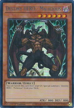 Destiny HERO - Malicious (Silver) (Ultra Rare) [BLC1-EN030] 1st Edition