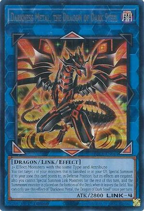 Darkness Metal, the Dragon of Dark Steel (Silver) (Ultra Rare) [BLC1-EN044] 1st Edition