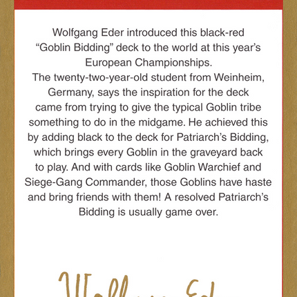 Wolfgang Eder Bio [World Championship Decks 2003]