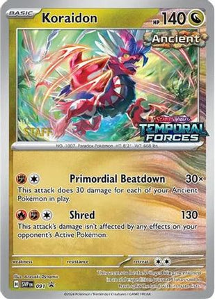 Koraidon - 091 (Prerelease) [Staff] - 91/null [SV: Scarlet & Violet Promo Cards] Holofoil